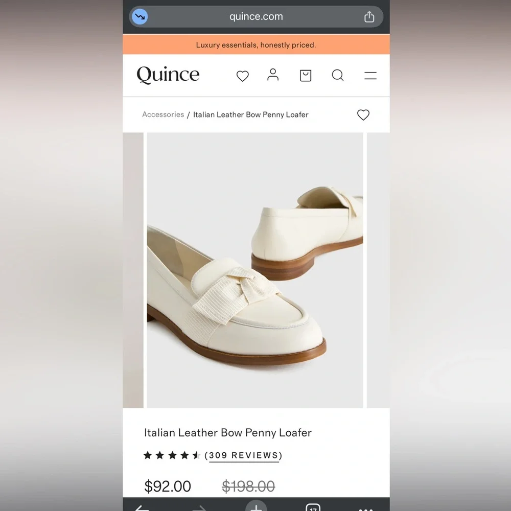 Quince Cream Bow-Trim Slip-On Loafers - Picture 4 of 4